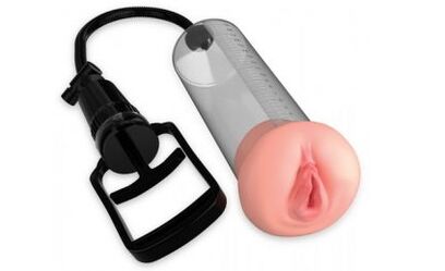 Pump with vibrating massager for penis enlargement